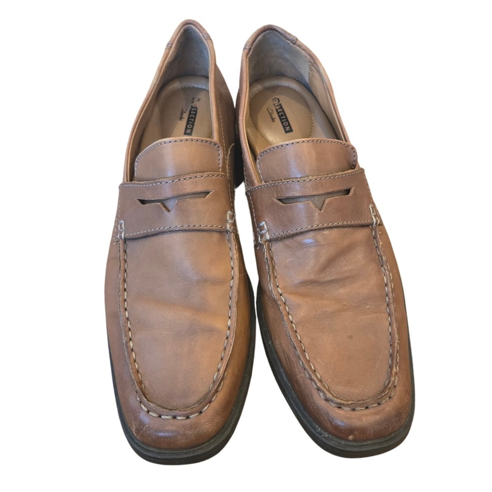 Clarks Collection Men's Brown Leather Penny Loafers Driving Shoes Slip‎ On 10.5M